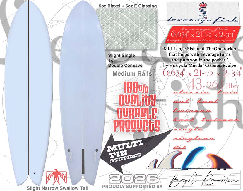 【サーフィン研究所渾身号】Bright Romantica’s Leverage Fish、レバレッジ・フィッシュご予約開始キャンペーン！！＿（２１３３文字）