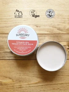 【訳あり！】SUNBERRY ORGANICSナチュラル日焼け止め / 顔・唇用ヴィーガンUVバーム - 画像 (2)
